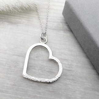 Sterling Silver Open Heart Pendant Necklace