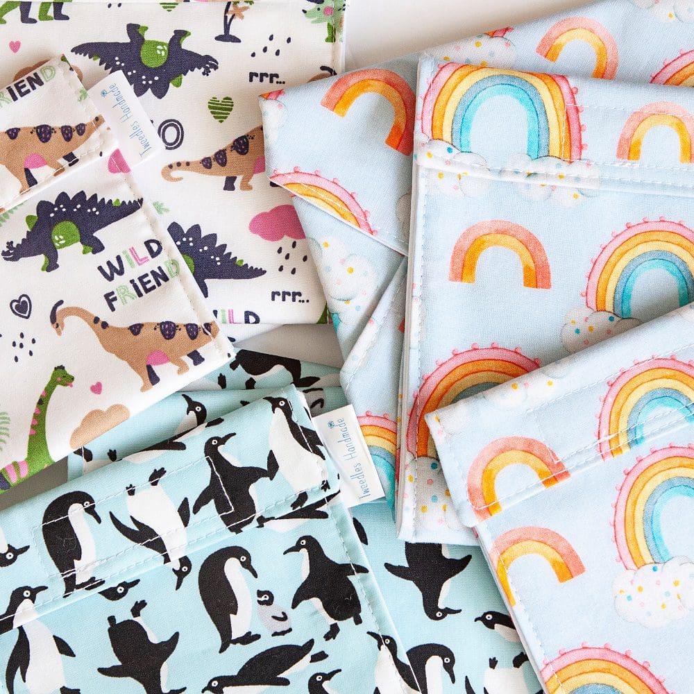 Reusable Lunch set with sandwich wrap and snack bags - Rainbows - Image 4