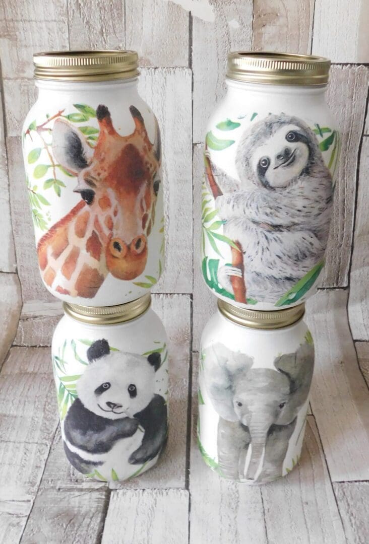 Wildlife Elephant, Sloth, Giraffe or Panda 1 Litre Kilner Jar Vase - Image 7