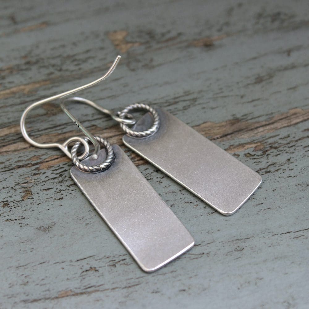 willow and twigg sterling silver rectangular scroll pattern drop earrings