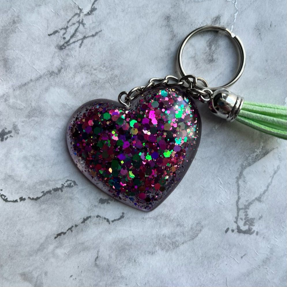 Sparkly resin heart keyrings/bag charms - Image 2
