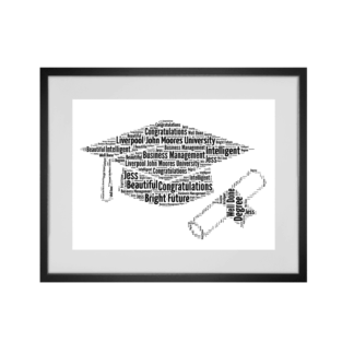 Personalised Graduation Hat & Scroll Word Art Print