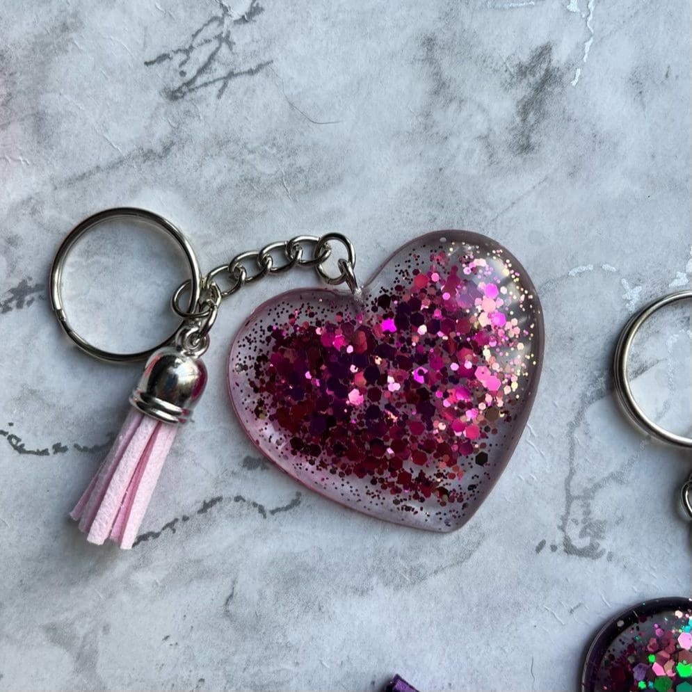 Sparkly resin heart keyrings/bag charms - Image 5