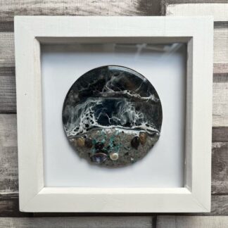 Stormy night framed resin beach picture