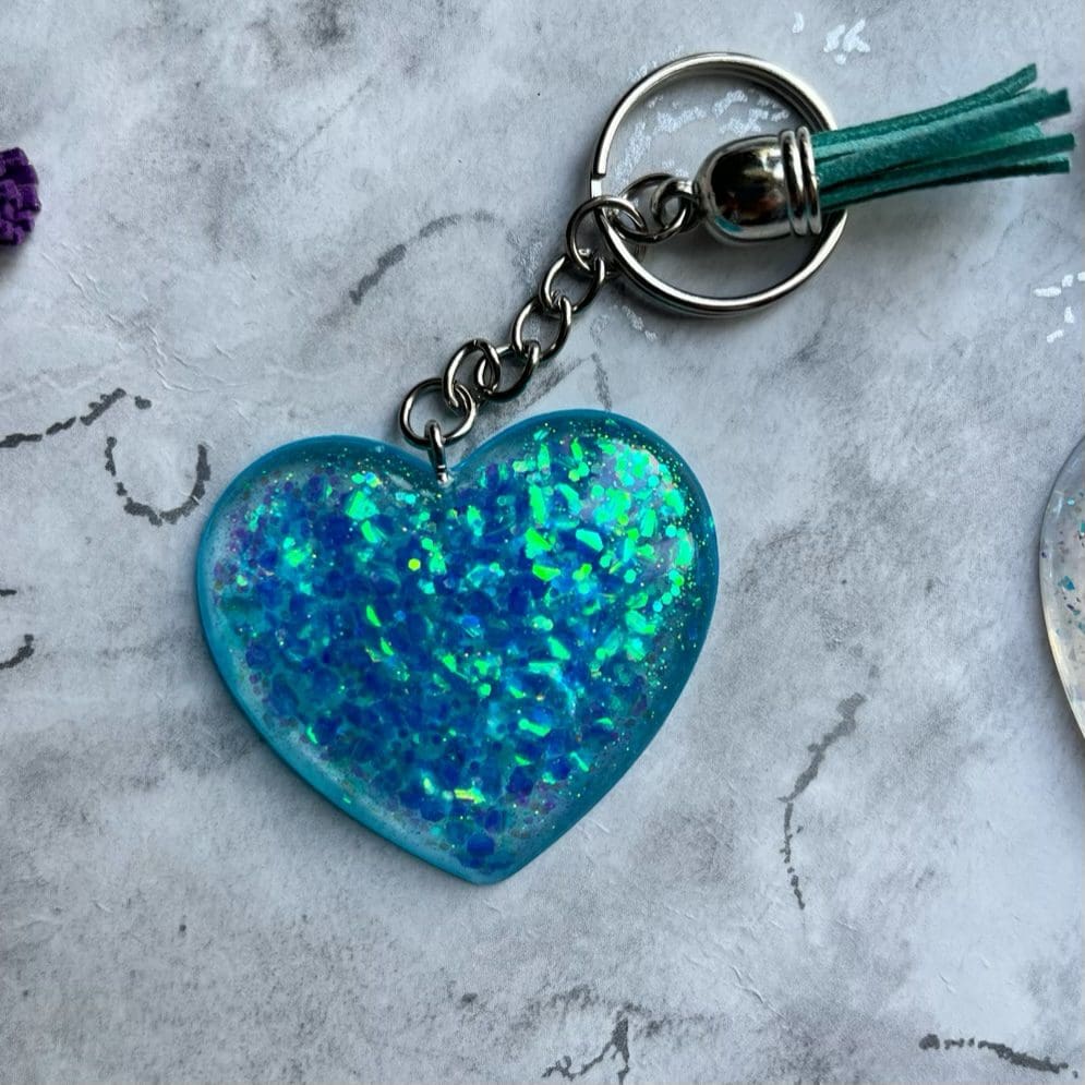 Sparkly resin heart keyrings/bag charms - Image 4
