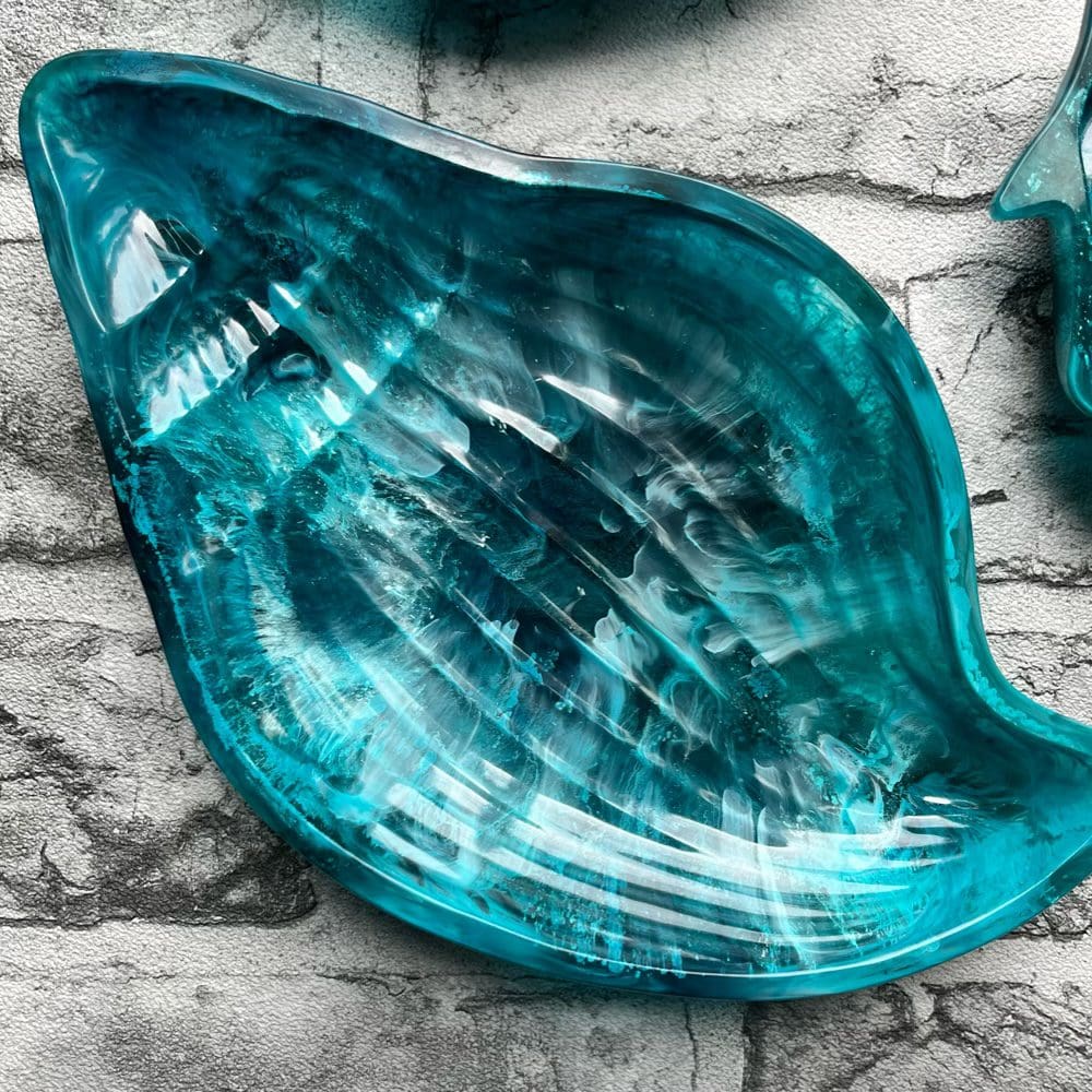 Handmade resin conch shell sea inspired trinket dish