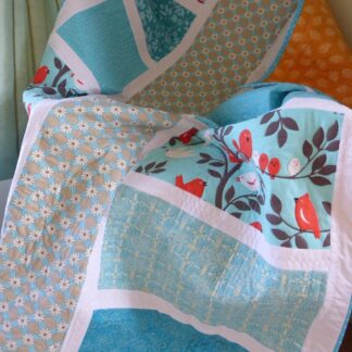 Modern white teal child's quilt