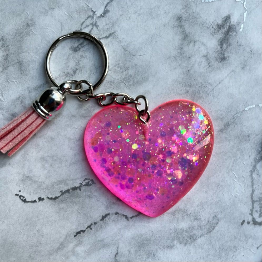 Sparkly resin heart keyrings/bag charms - Image 7