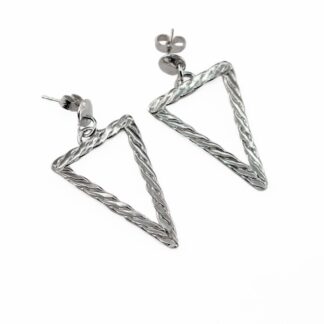 Sterling Silver Woven Triangle Earrings