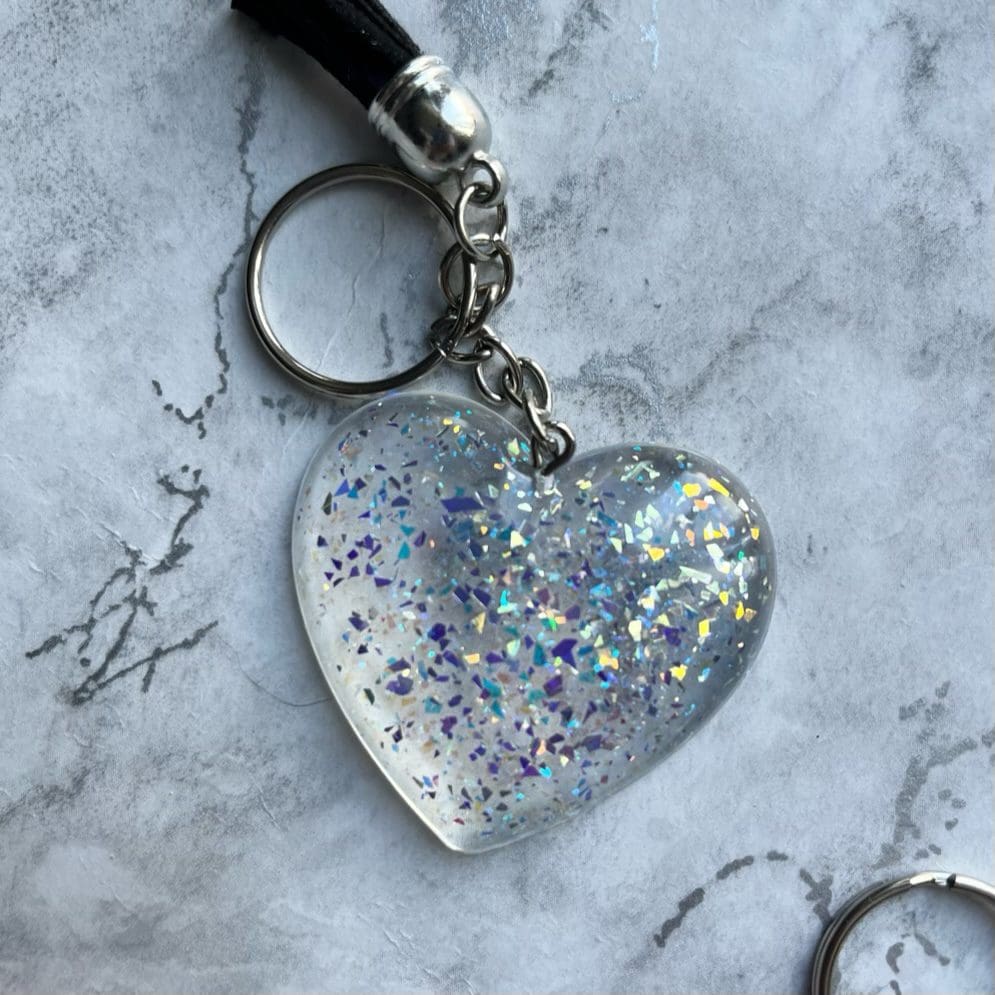 Sparkly resin heart keyrings/bag charms - Image 6