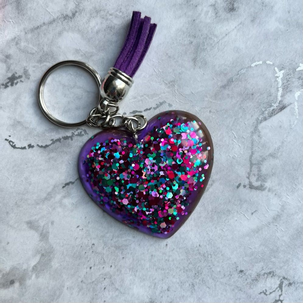 Sparkly resin heart keyrings/bag charms - Image 3