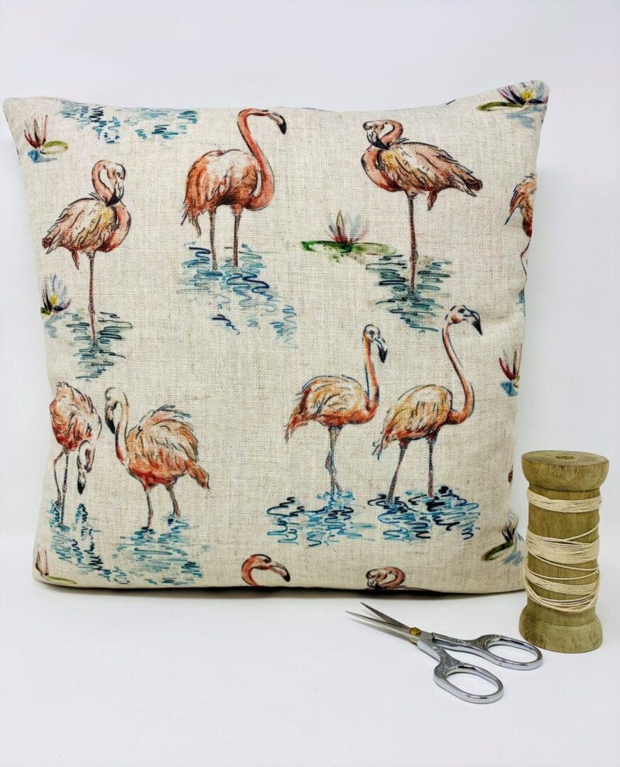 Flamingo Cushion Cover, Linen Cushion Cover