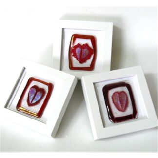 Fused heart mini box framed glass picture