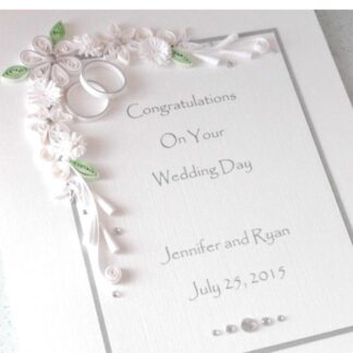 Handmade personalised quilled wedding card