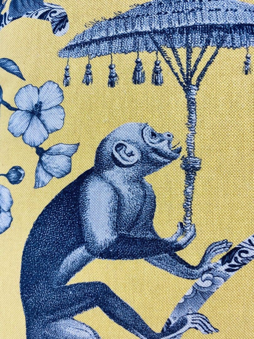 Mustard and Grey Monkey Cushion Cover. Jungle Botanical Cushion Cover. - Image 5
