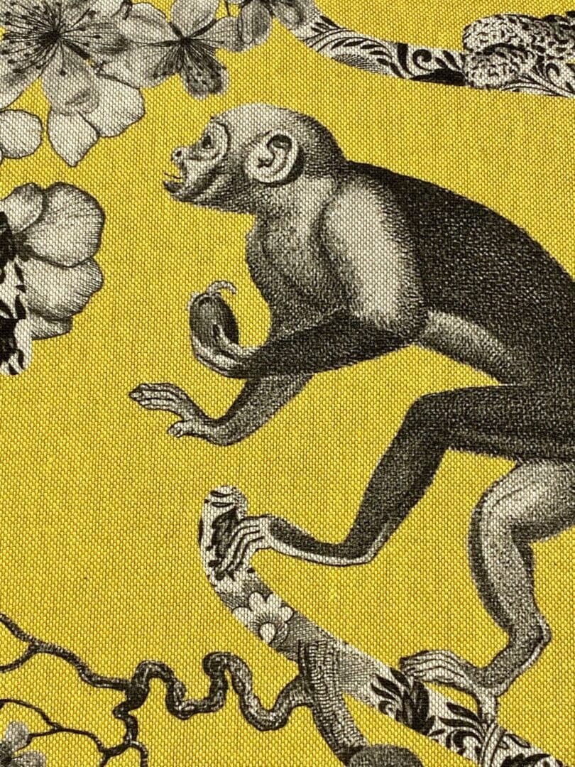 Mustard and Grey Monkey Cushion Cover. Jungle Botanical Cushion Cover. - Image 7