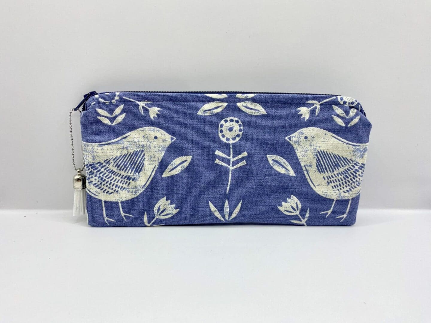 Padded and Zipped Scandi Bird Glasses Case. Blue and White Sunglasses Case - Image 5
