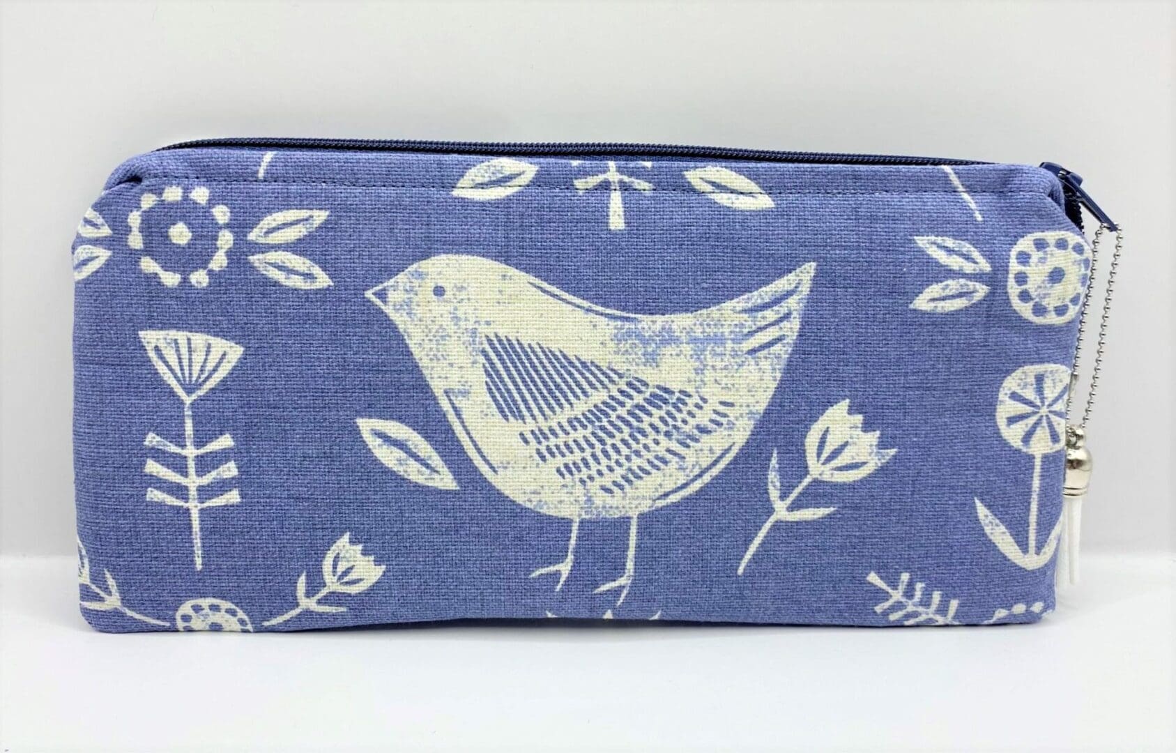 Padded and Zipped Scandi Bird Glasses Case. Blue and White Sunglasses Case - Image 2