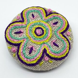 Scandinavian Inspired Hand Embroidered Brooch