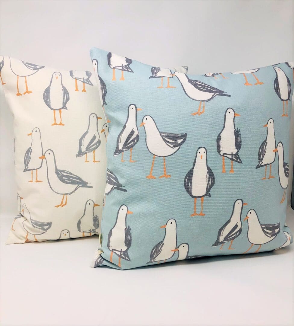 Duck Egg Blue and Grey Seagull Cushion Cover - Image 4
