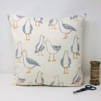 Neutral and Grey Seagull Cushion Cover