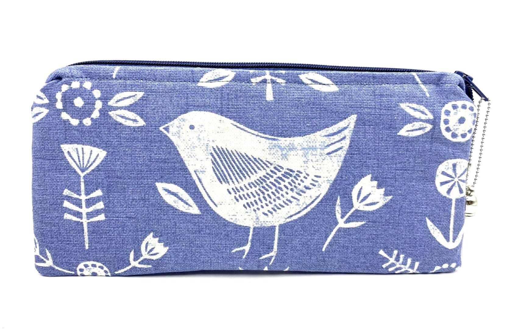Padded and Zipped Scandi Bird Glasses Case. Blue and White Sunglasses Case - Image 7