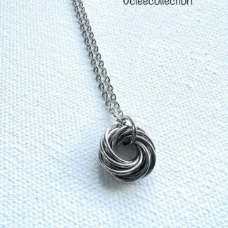 Stainless Steel Eleven Rings Mobius Pendant Necklace, Earrings Or Jewellery Set, 11th Steel Anniversary gift Idea.