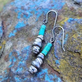 Turquoise and raw silver earrings