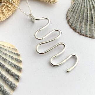 Wavy sterling silver squiggle pendant