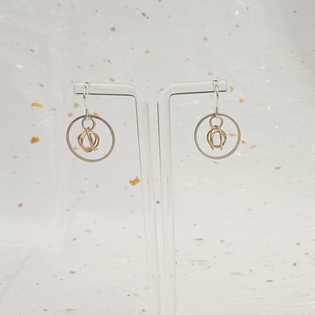 handmade sterling silver and filled gold wire earrings