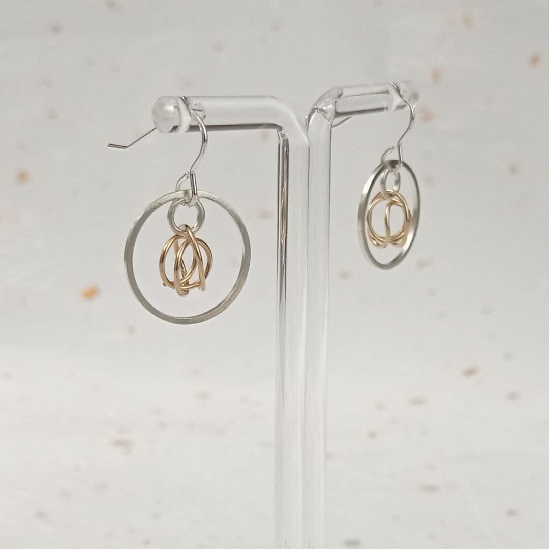 handmade sterling silver and filled gold wire earrings