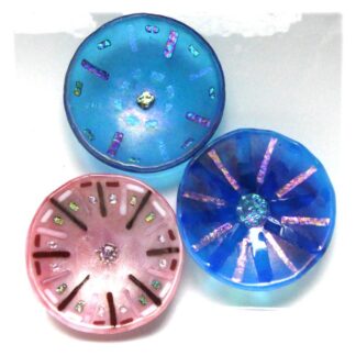 fused glass dish bowl dichtoic trinket turquoise blue pink
