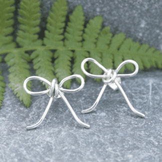Sterling silver bow stud earrings