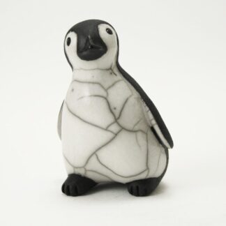 Penguin Chick Running - Raku ceramic pottery Antarctic Seabird