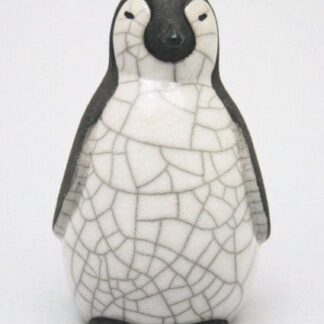Penguin Chick Resting - Raku ceramic pottery Antarctic Seabird