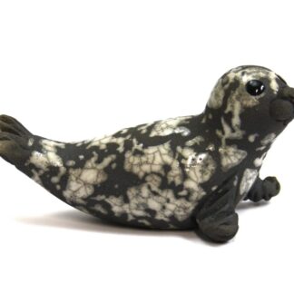 Seal pup on Flippers - Raku fired ceramic pottery animal sculpture sealife coastal beach