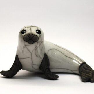 Curled Seal - Raku fired ceramic pottery animal sculpture sealife coastal beach