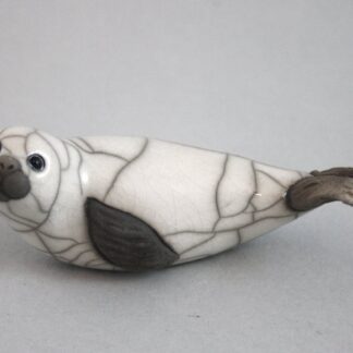 Seal pup on Belly - Raku fired ceramic pottery animal sculpture sealife coastal beach