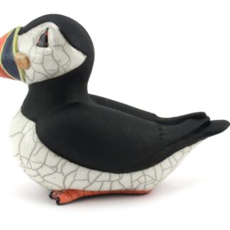 Puffin large Sitting - Raku ceramic pottery seabird coastal wildlife