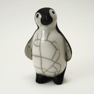 Penguin Chick Forward - Raku ceramic pottery Antarctic Seabird