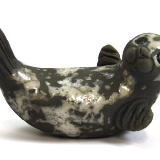 Seal pup on Back - Raku fired ceramic pottery animal sculpture sealife coastal beach