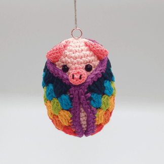Pig in a Rainbow Blanket tree decoration