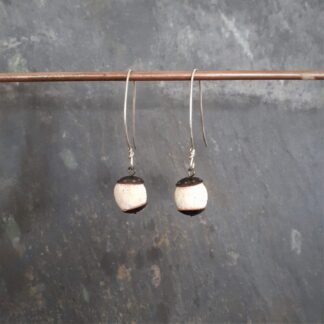 Acorn style copper and white lava rock drop earrings
