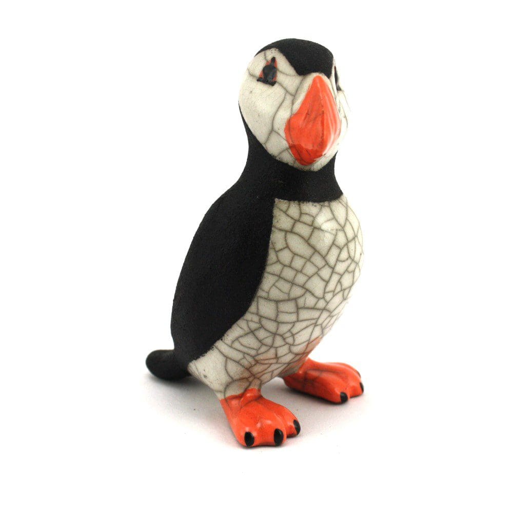 Puffin small Standing - Raku ceramic pottery seabird coastal wildlife