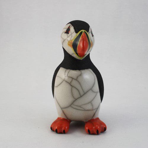 Puffin standing, small - FULL COLOUR - Raku ceramic pottery seabird coastal wildlife - Image 3