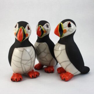 Puffin standing, small - FULL COLOUR - Raku ceramic pottery seabird coastal wildlife