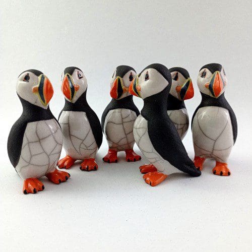 Puffin standing, small - FULL COLOUR - Raku ceramic pottery seabird coastal wildlife - Image 4