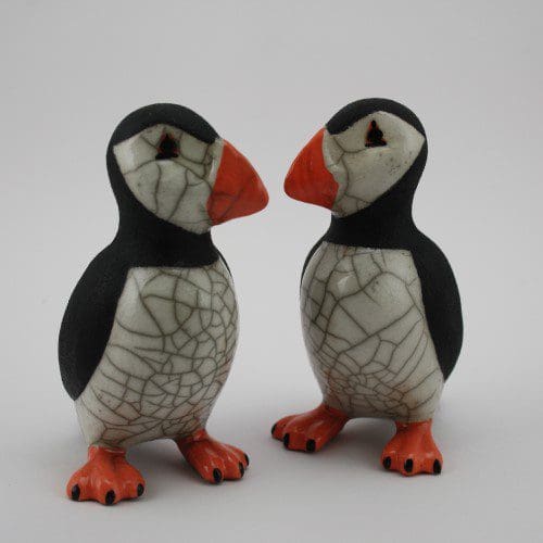 Puffin small Standing - Raku ceramic pottery seabird coastal wildlife - Image 2