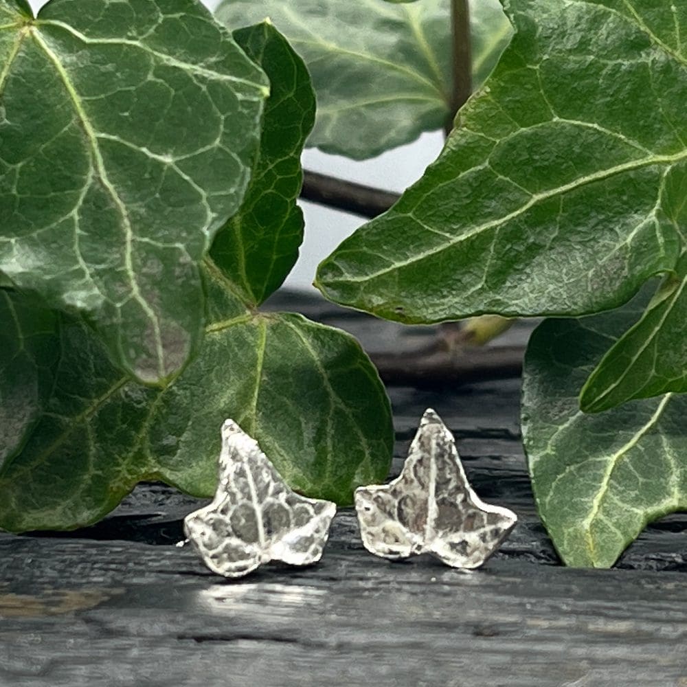 Silver Ivy Leaf Earrings - Image 5