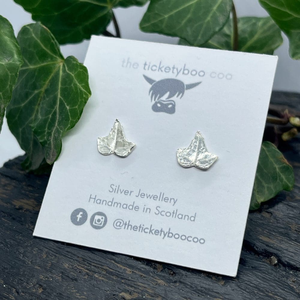 Silver Ivy Leaf Earrings - Image 6